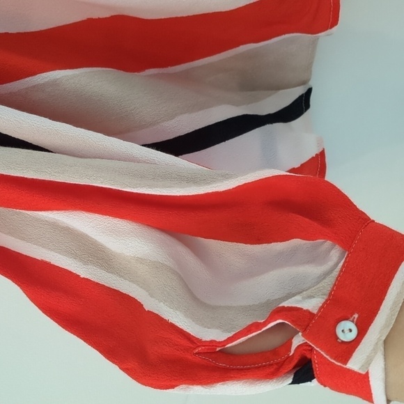 Zara wrap color block red white striped blouse - Picture 3 of 9